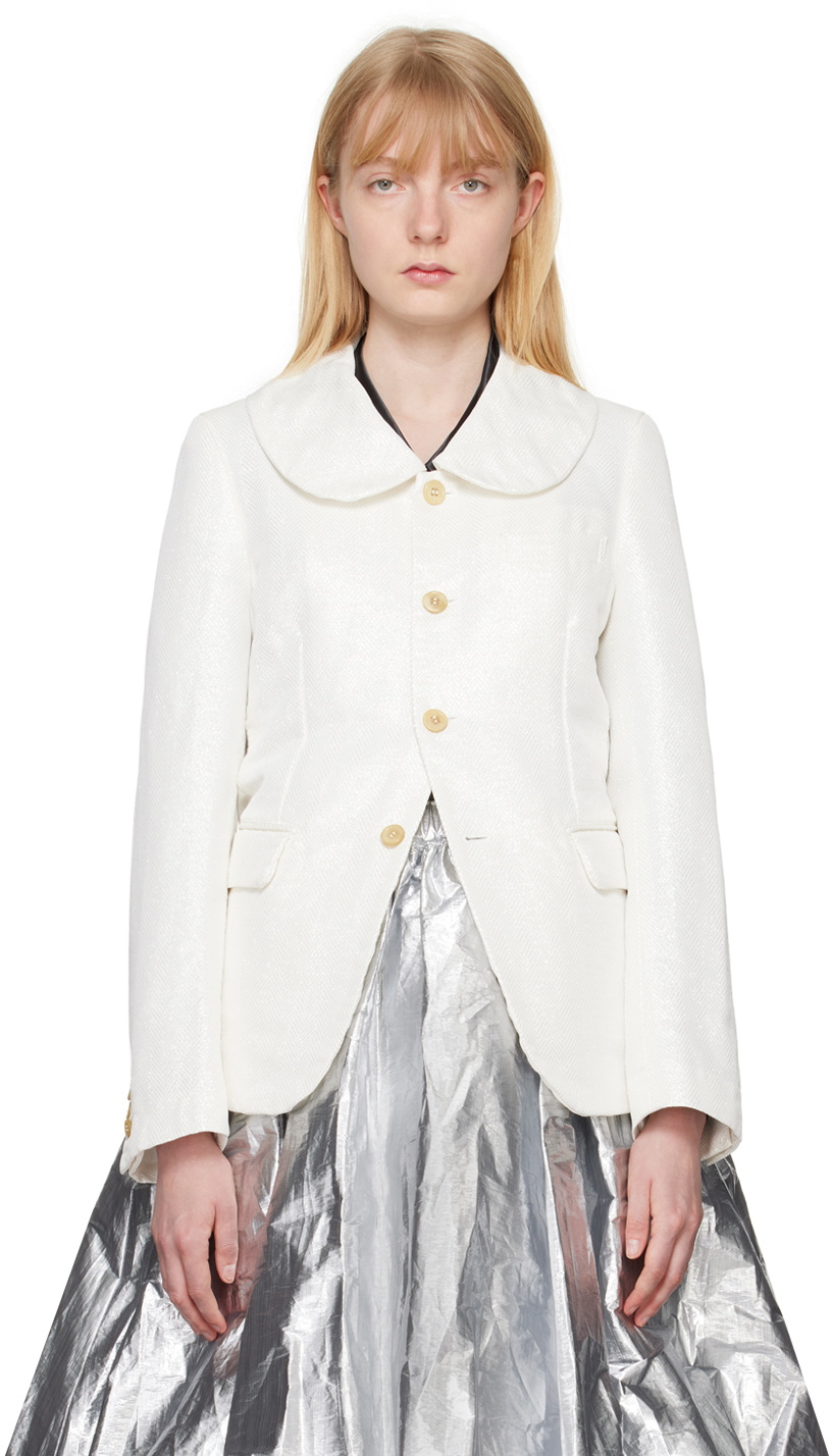 Black Comme des Garçons White Pocket Blazer