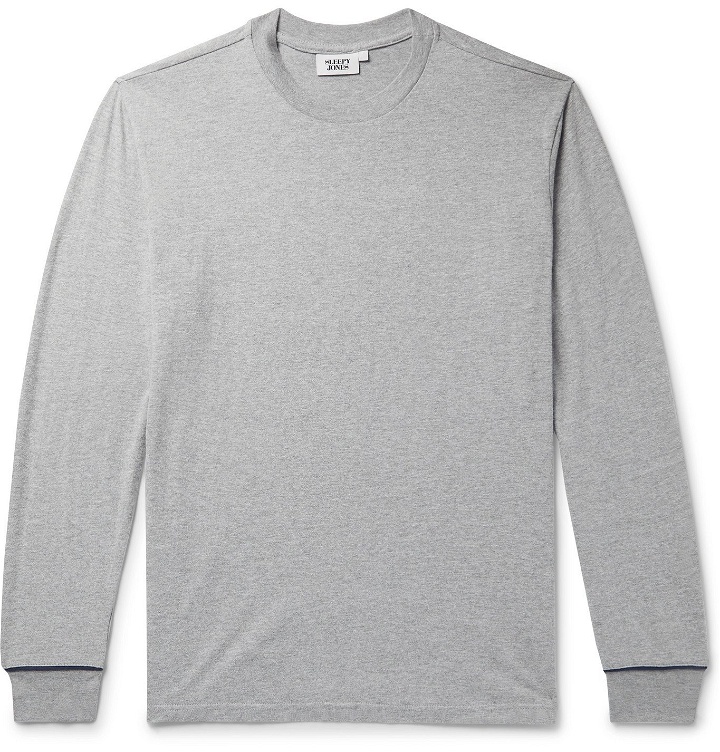 Photo: Sleepy Jones - Powell Cotton-Blend Jersey Pyjama T-Shirt - Gray
