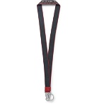 Off-White - Industrial Leather-Trimmed Logo-Jacquard Webbing Lanyard - Gray