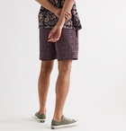 Beams Plus - Printed Checked Woven Shorts - Burgundy