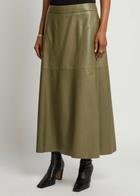Arma Indrina Panelled Leather Midi Skirt Sage
