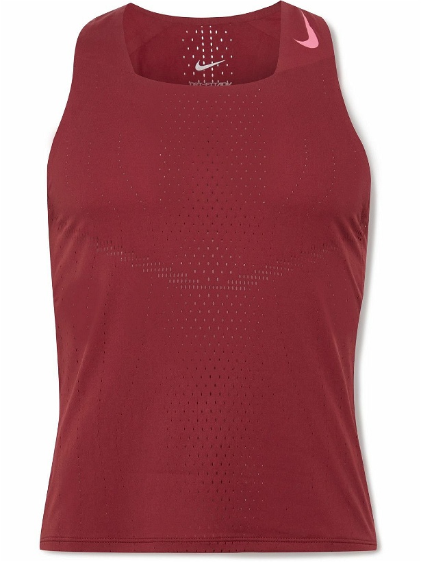 Photo: Nike Running - AeroSwift Slim-Fit Perforated Dri-FIT ADV Tank Top - Red