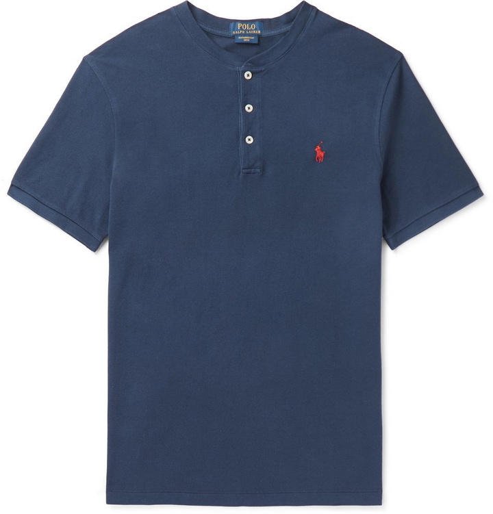 Photo: Polo Ralph Lauren - Slim-Fit Cotton-Piqué Henley T-Shirt - Navy