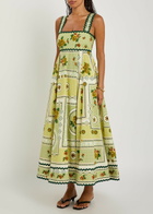 Alemais Dixie Printed Cotton-poplin Midi Dress Yellow