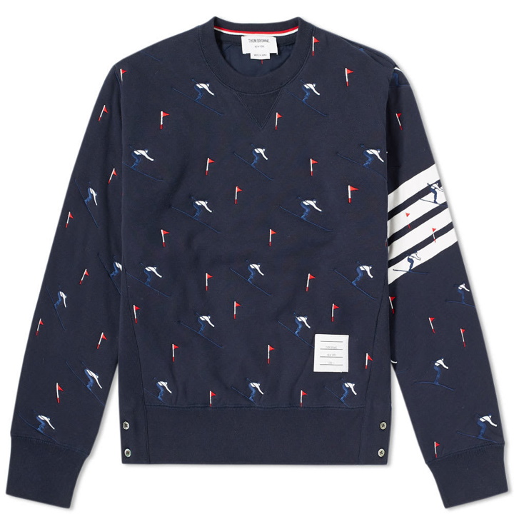 Photo: Thom Browne Skier Embroidery Quilted Crew Sweat Blue