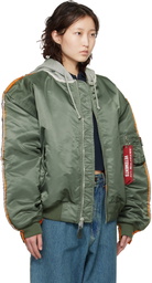 VETEMENTS Khaki Alpha Industries Edition Attached Hood Bomber Jacket