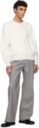AMOMENTO White Semi Oversized Cardigan