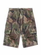 424 - Straight-Leg Camouflage-Print Cotton-Ripstop Drawstring Cargo Shorts - Green
