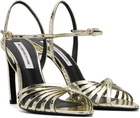 Victoria Beckham Gold Open Toe Cage Heeled Sandals
