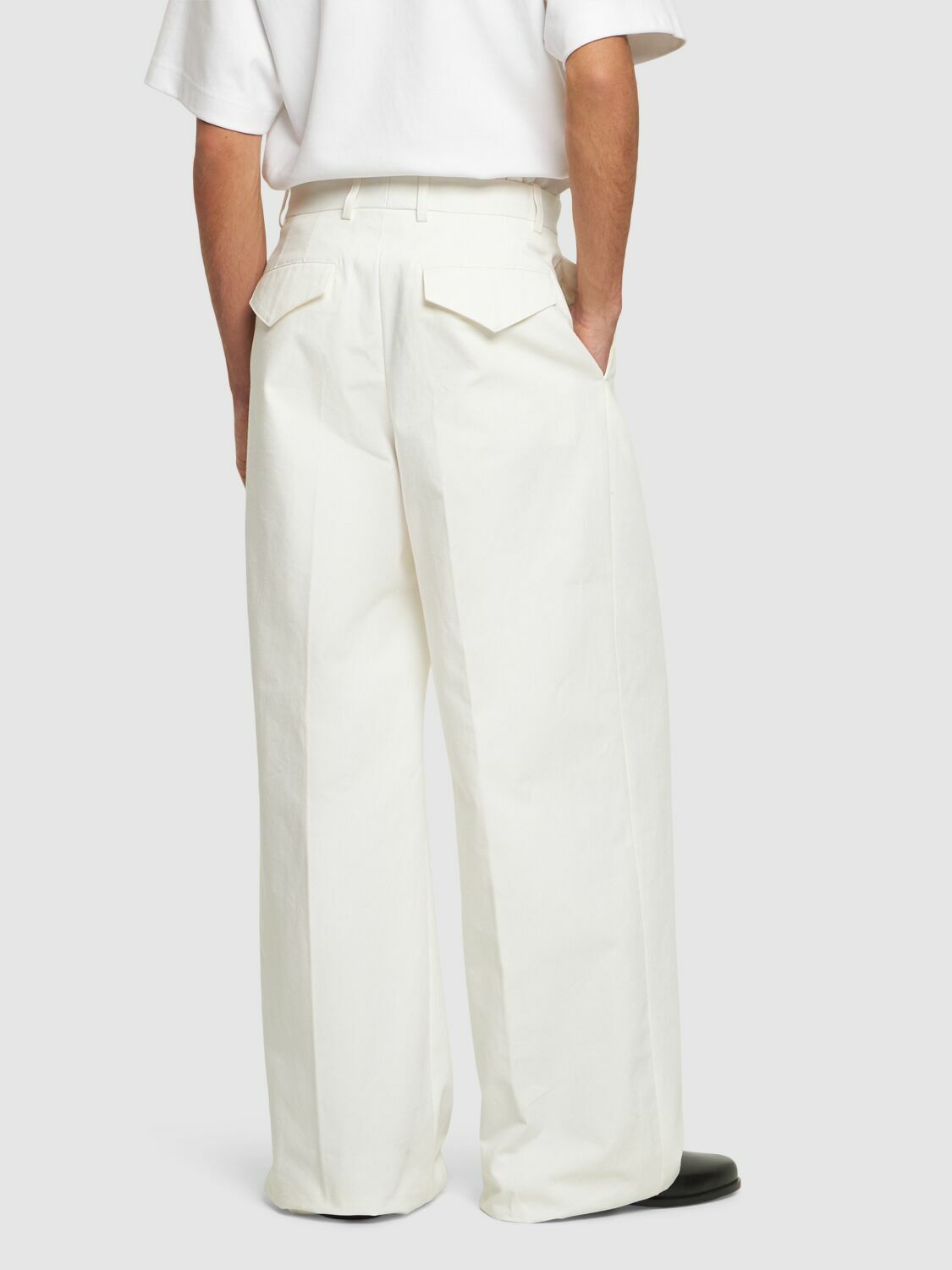 パンツ Jil Sander Wide Pants In Cotton Gabardine JIL SANDER - Cotton Gabardine Wide Leg Pants Jil Sander