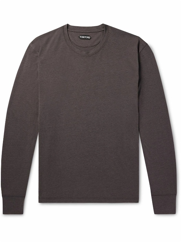 Photo: TOM FORD - Lyocell and Cotton-Blend Jersey T-Shirt - Brown