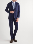 Thom Sweeney - Slim-Fit Tapered Wool-Hopsack Suit Trousers - Blue