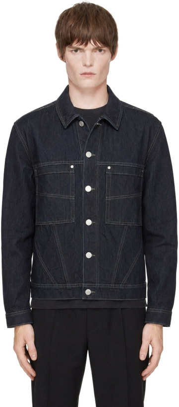 Photo: LGN Louis Gabriel Nouchi Navy Denim Trucker Jacket