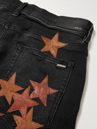 AMIRI - Chemist Skinny-Fit Leather-Appliquéd Distressed Jeans - Black