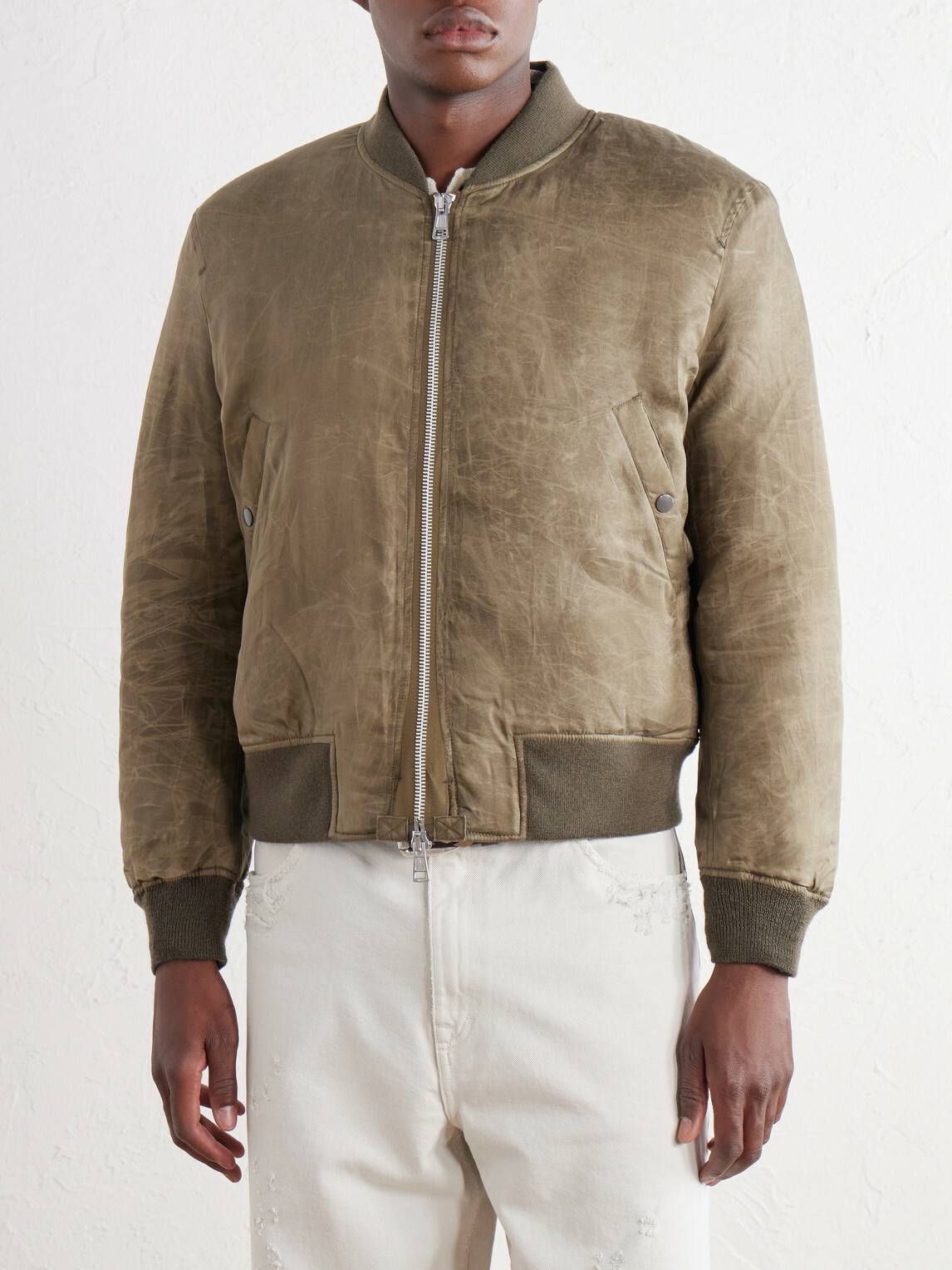 Our Legacy - Distressed Waxed Shell Bomber Jacket - Green