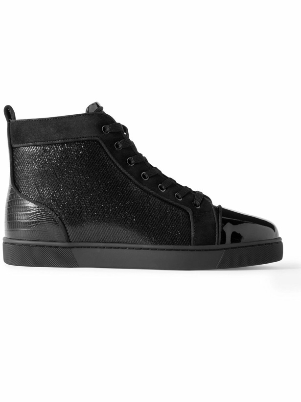 Photo: Christian Louboutin - Louis Orlato Logo-Appliquéd Felt-Trimmed Leather and Mesh High-Top Sneakers - Black