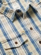 Visvim - Pioneer Distressed Checked Cotton and Linen-Blend Twill Shirt - Blue