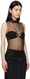 JUNEYEN Black Sheer Turtleneck
