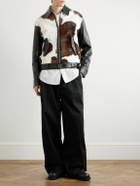 Givenchy - Slim-Fit Belted Cow-Print Calf Hair and Leather Jacket - Brown