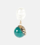 Erdem - Faux pearl and aventurine earrings