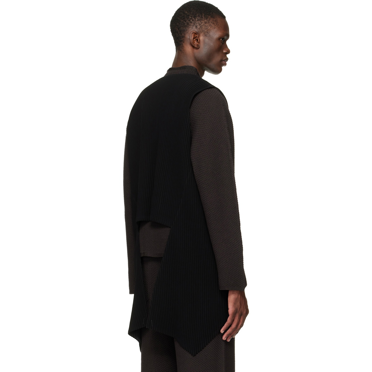 HOMME PLISSÉ ISSEY MIYAKE Black Tuxedo Pleats Vest