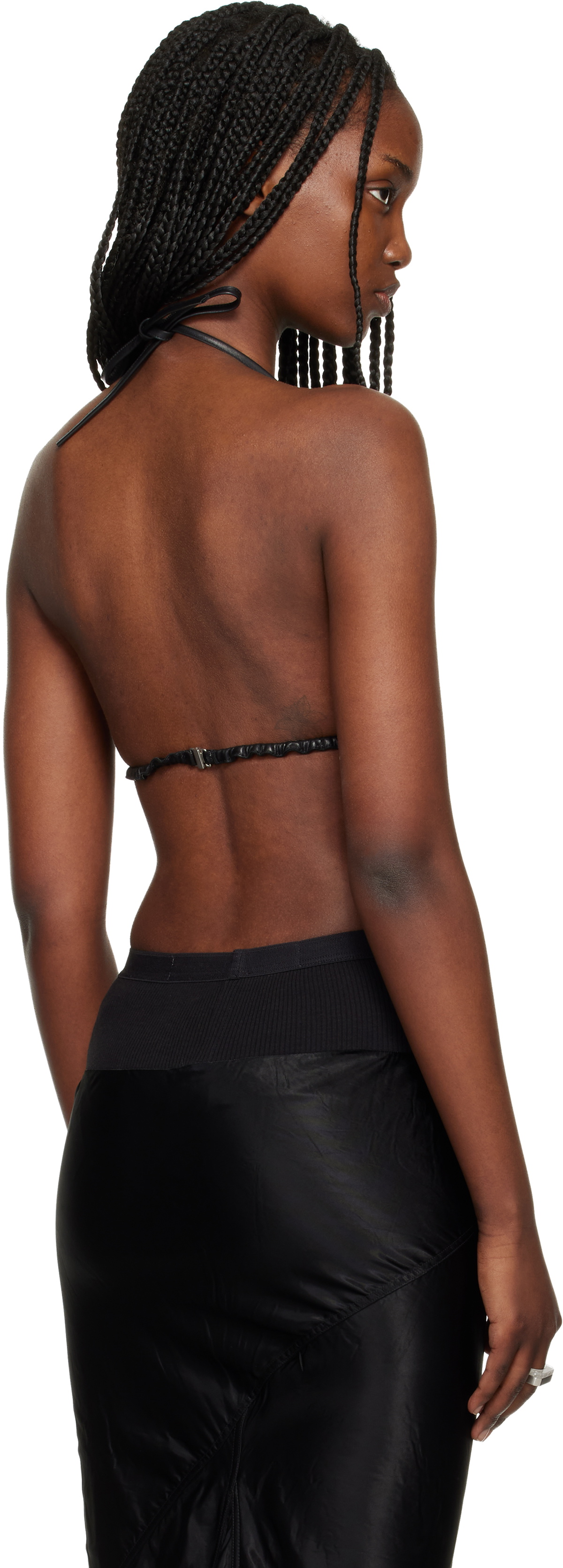 Rick Owens Black Temple Waxy Lamb Leather Bra