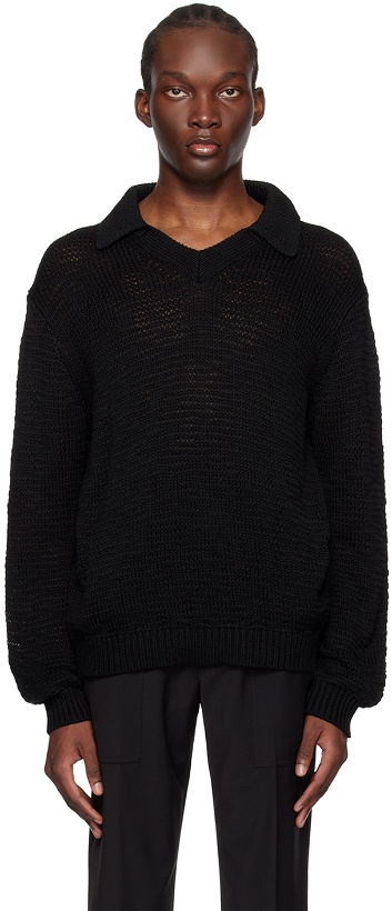 Photo: Helmut Lang Black Pointed Collar Sweater
