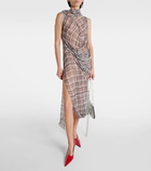 Acne Studios Dsaam checked draped silk midi dress