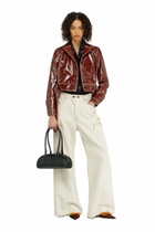 Diesel Patent-leather jacket with large belt - Leather jackets Womens in Red