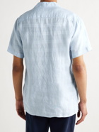 NN07 - Miyagi Camp-Collar Linen Shirt - Blue