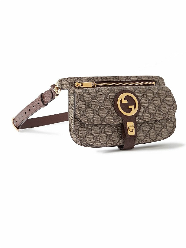 Photo: GUCCI - Blondie Leather-Trimmed Monogrammed Coated-Canvas Belt Bag - Neutrals