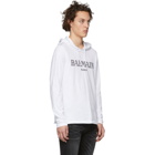 Balmain White Logo Hoodie