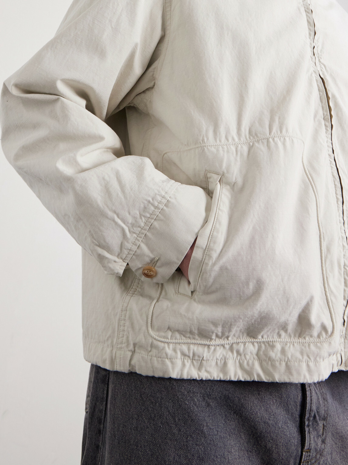 A.PRESSE - Silk and Cotton-Blend Gabardine Coach Jacket - Neutrals