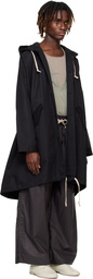 Jan-Jan Van Essche Black O-Project Ventile Gabardine Parka Coat