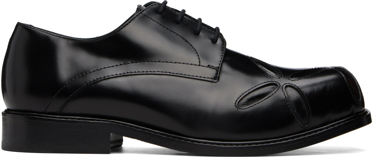 Stefan Cooke Black Slashed Square Toe Derbys