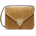 Valentino Garavani Tan Rockstud Small Shoulder Suede Bag