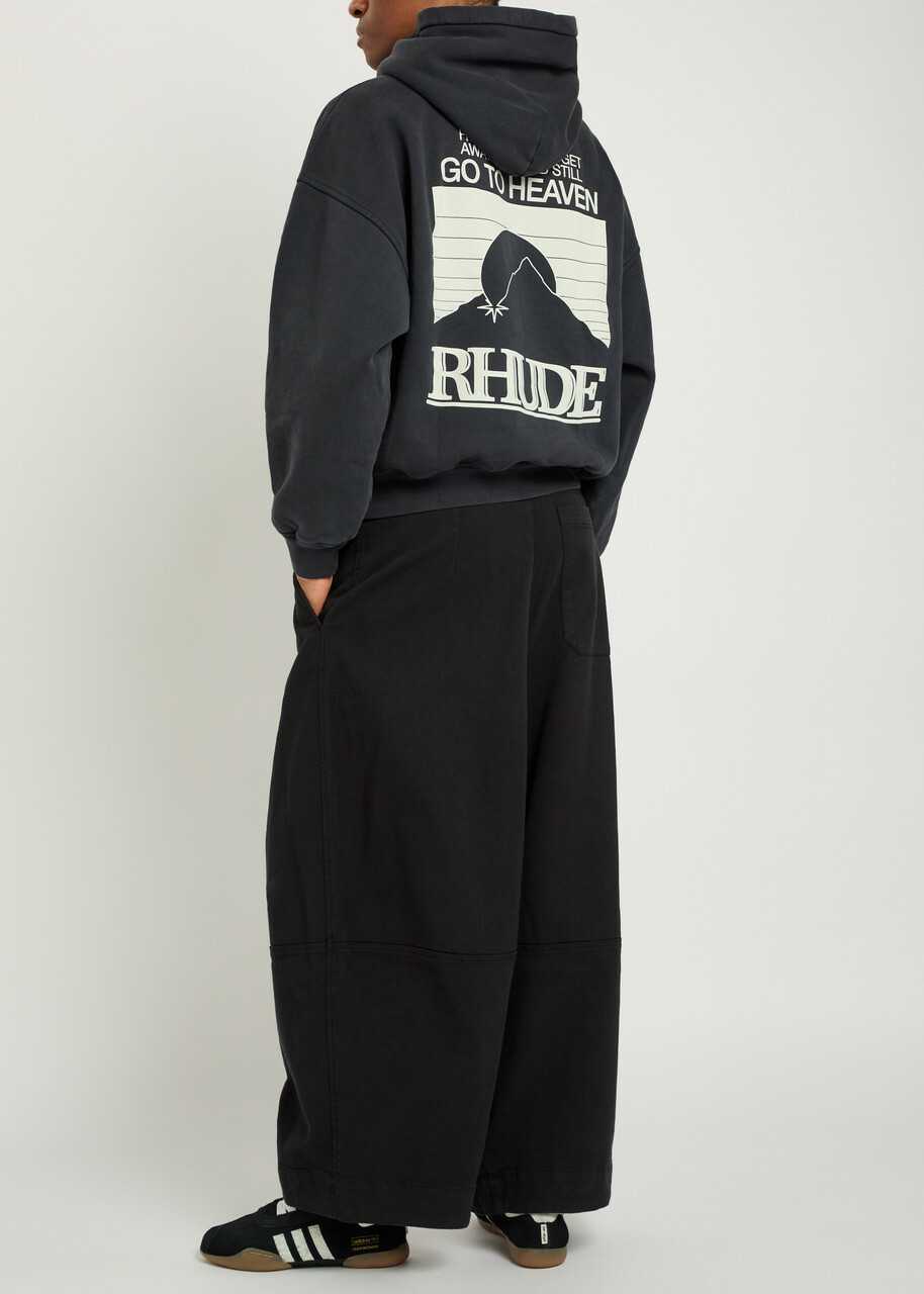 Rhude Moonlight Pack Printed Hooded Cotton Sweatshirt Black And White