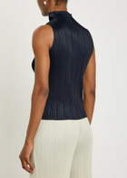 Pleats Please Issey Miyake Pleated Woven top Navy