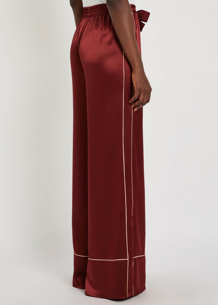 Roksanda Nael Wide-leg Satin Trousers Burgundy