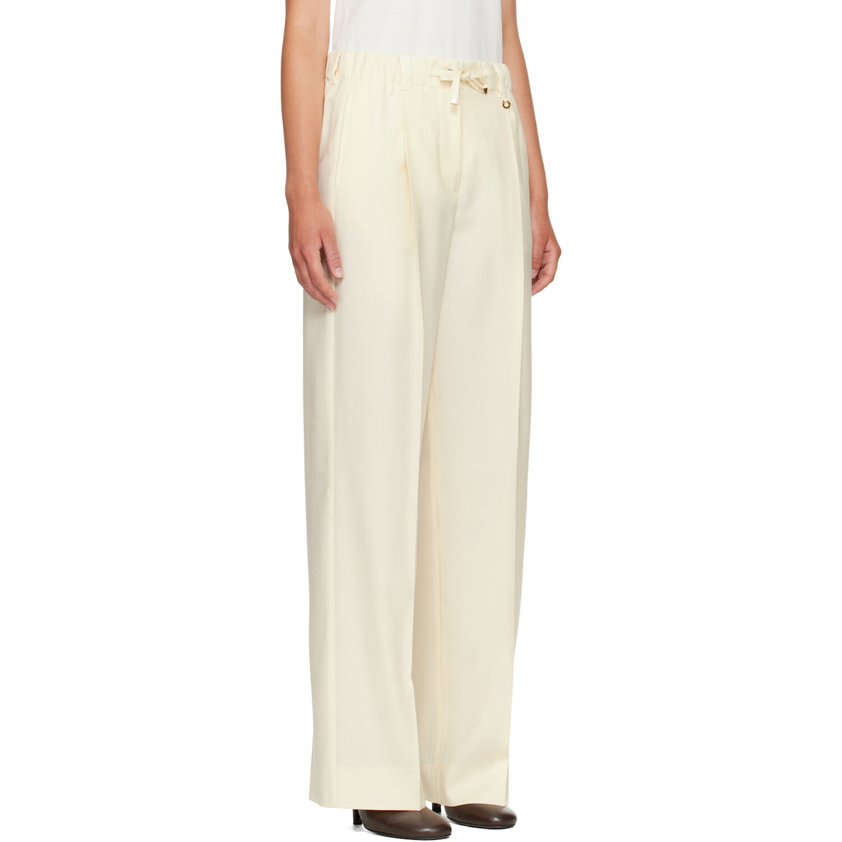Moncler Off-White Gabardine Tailored Trousers