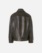Pinko Old Effect Leather Jacket Caviar Black