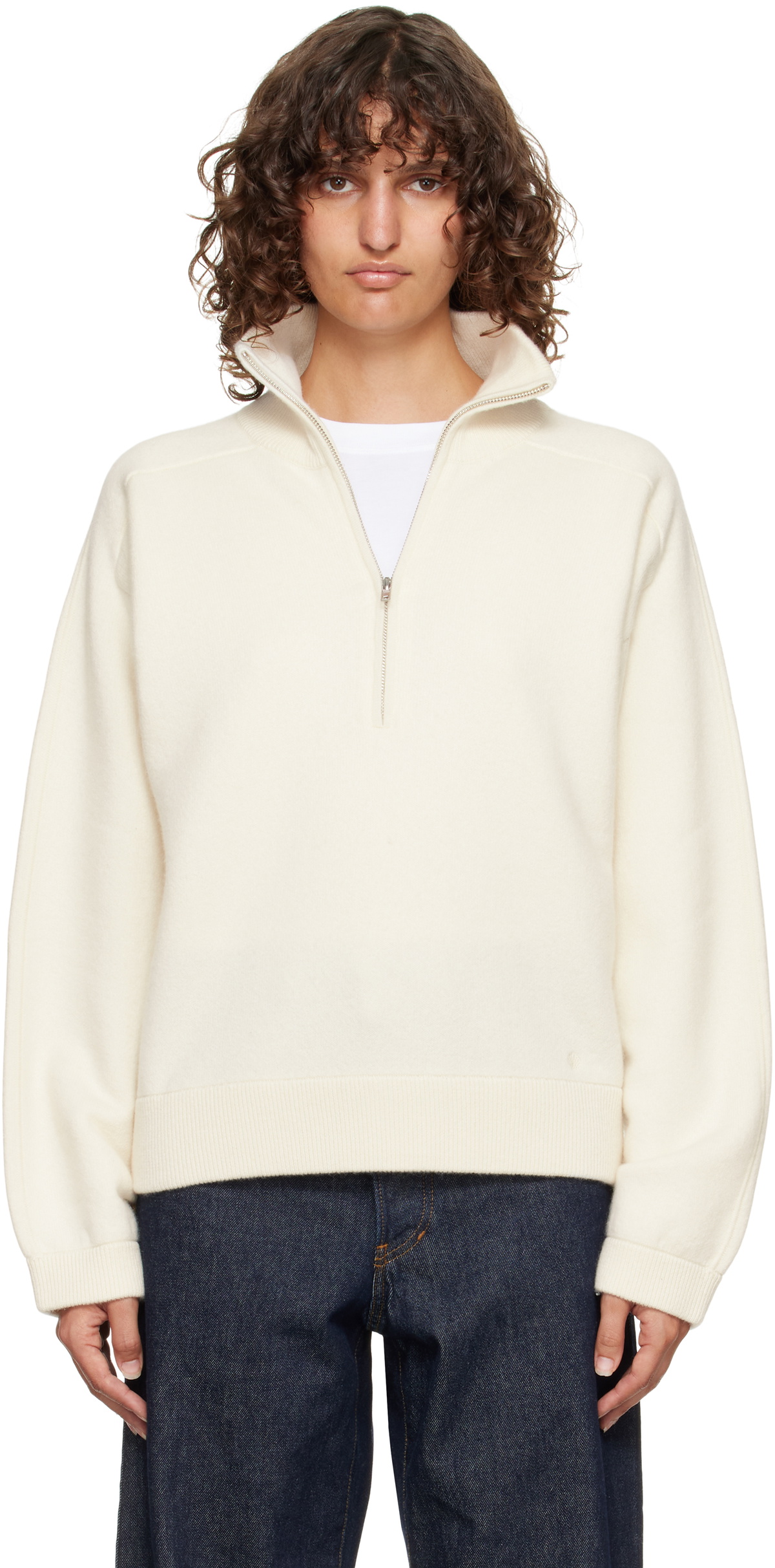 Loulou de Saison Off-White Dries Cashmere Zipped Sweater