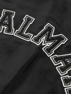 Balmain - Logo-Appliquéd Leather and Wool Varsity Jacket - Black