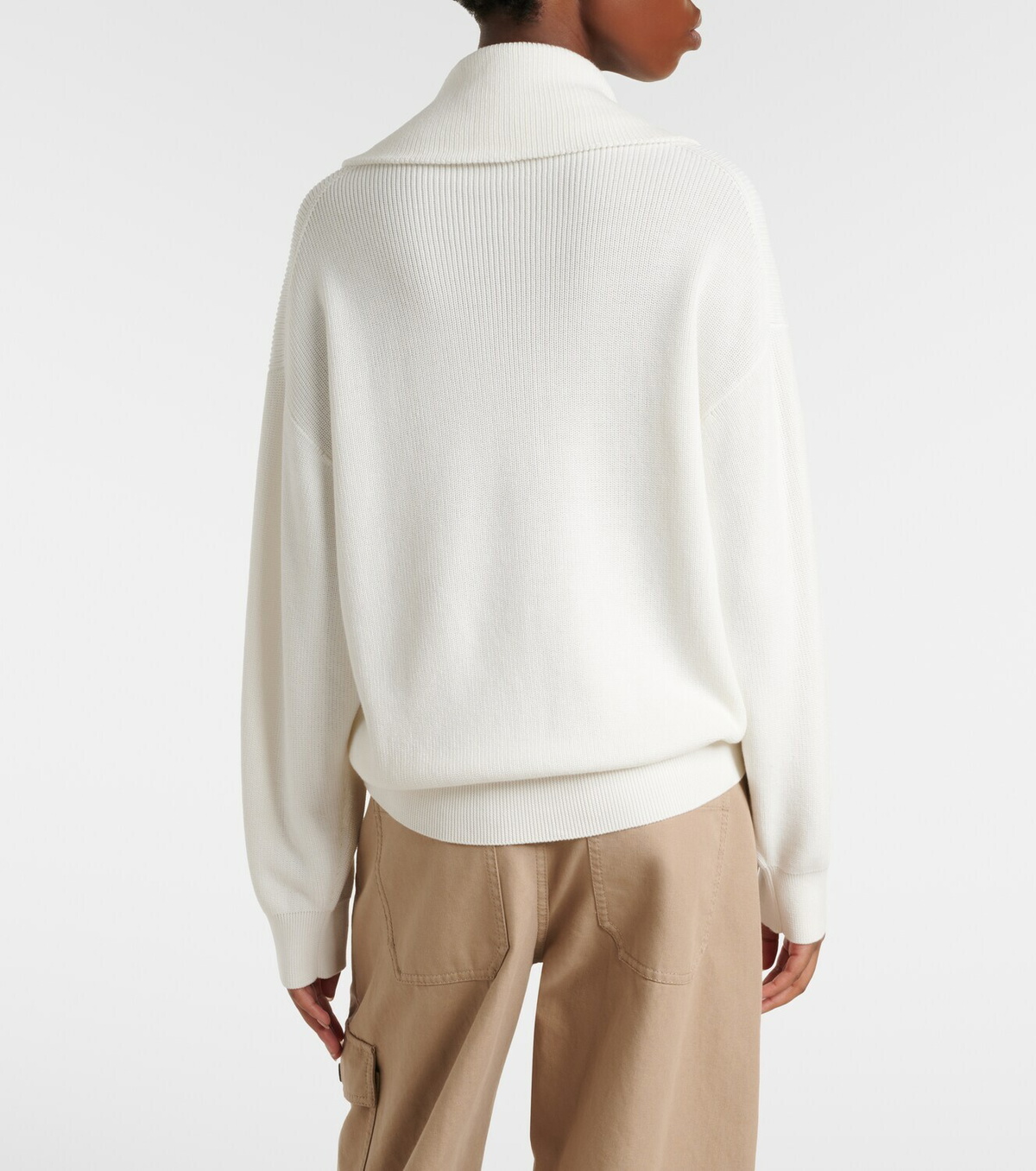 Brunello Cucinelli Monili oversized cotton half-zip sweater