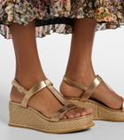 Jimmy Choo Theia metallic leather wedge sandals