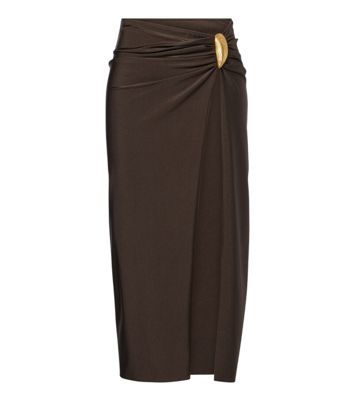 Photo: Simkhai Eiana appliqué ruched midi skirt