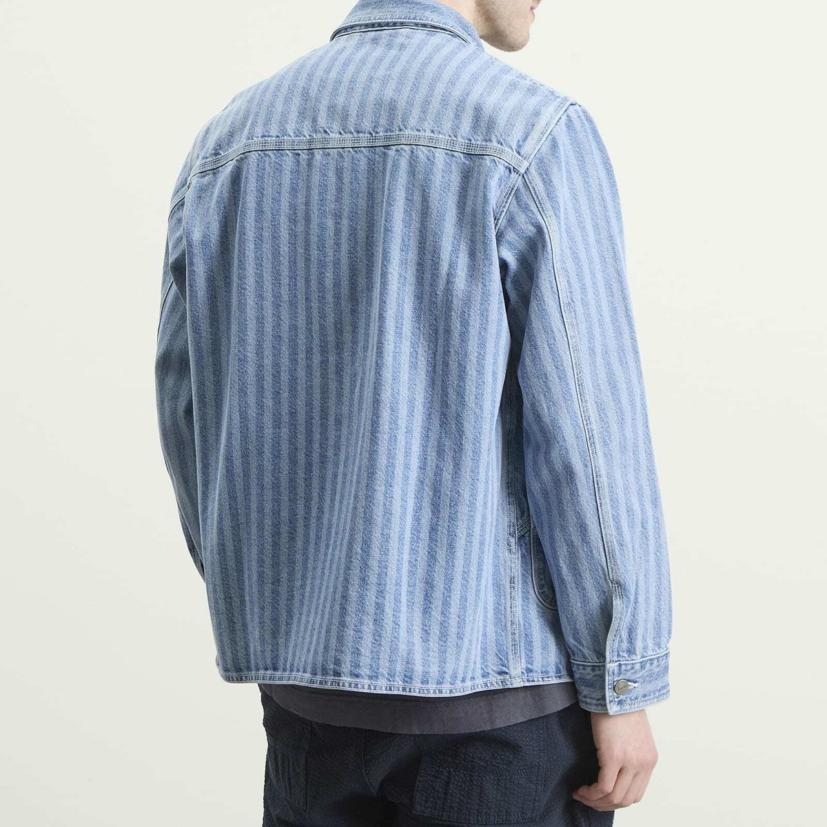 Foret Men's Berry Denim Overshirt in Striped Denim
