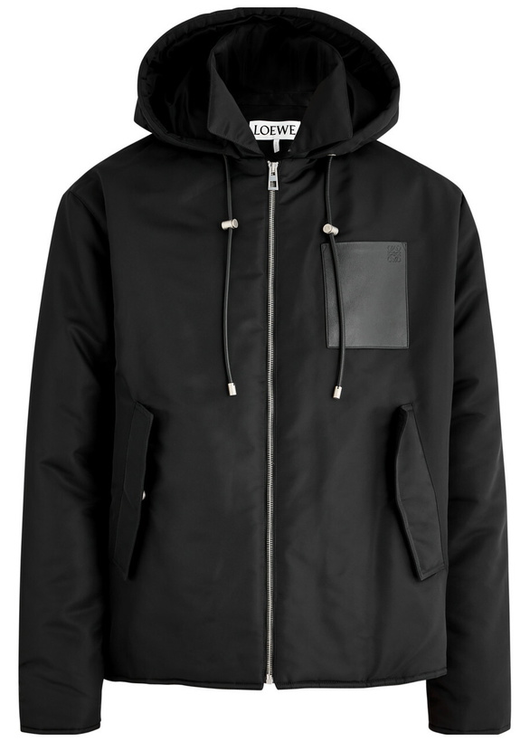 Photo: Loewe Womens Anagram Padded Hooded Black Nylon Jacket IT50/L