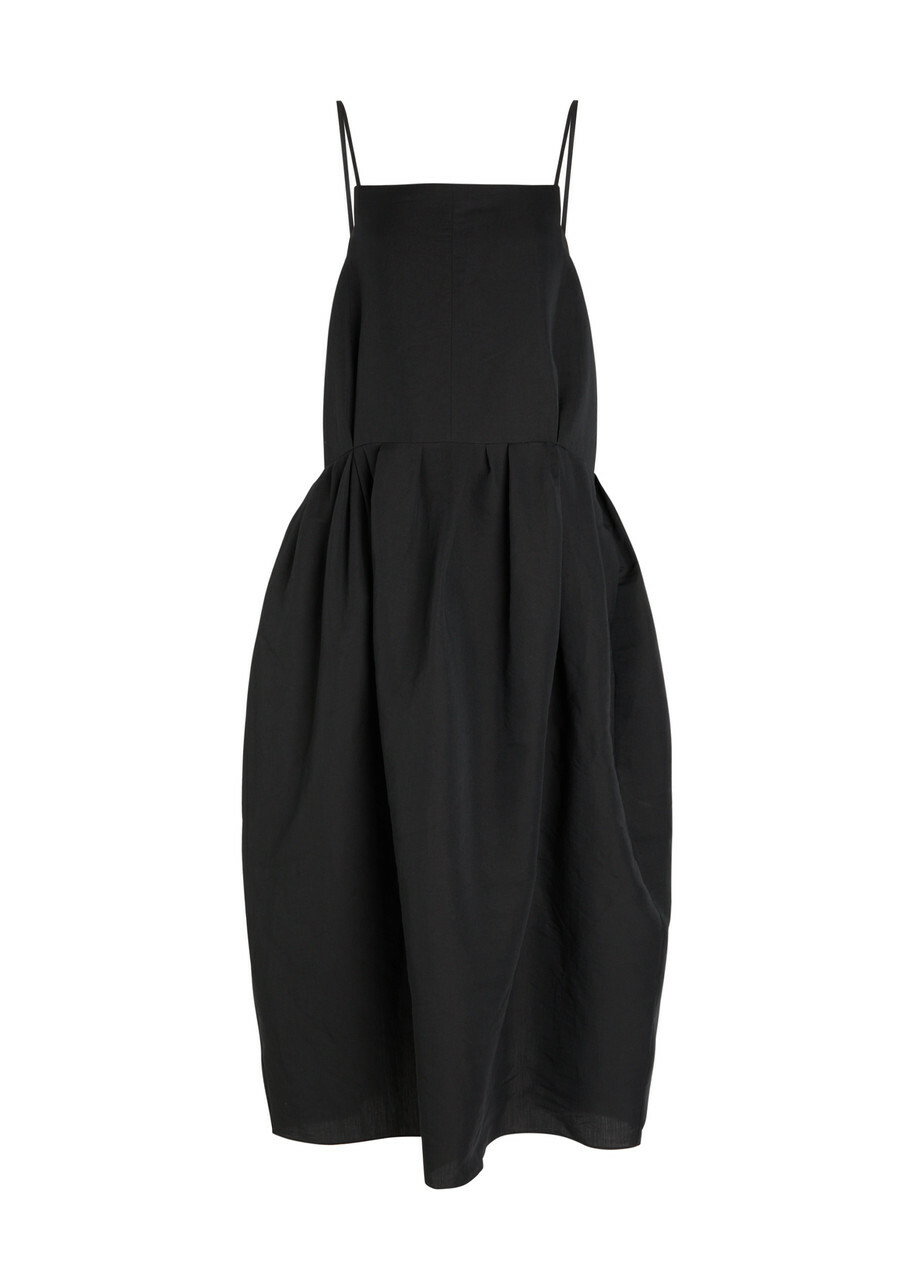 Khaite Adira Silk and Cotton-blend Midi Dress Black