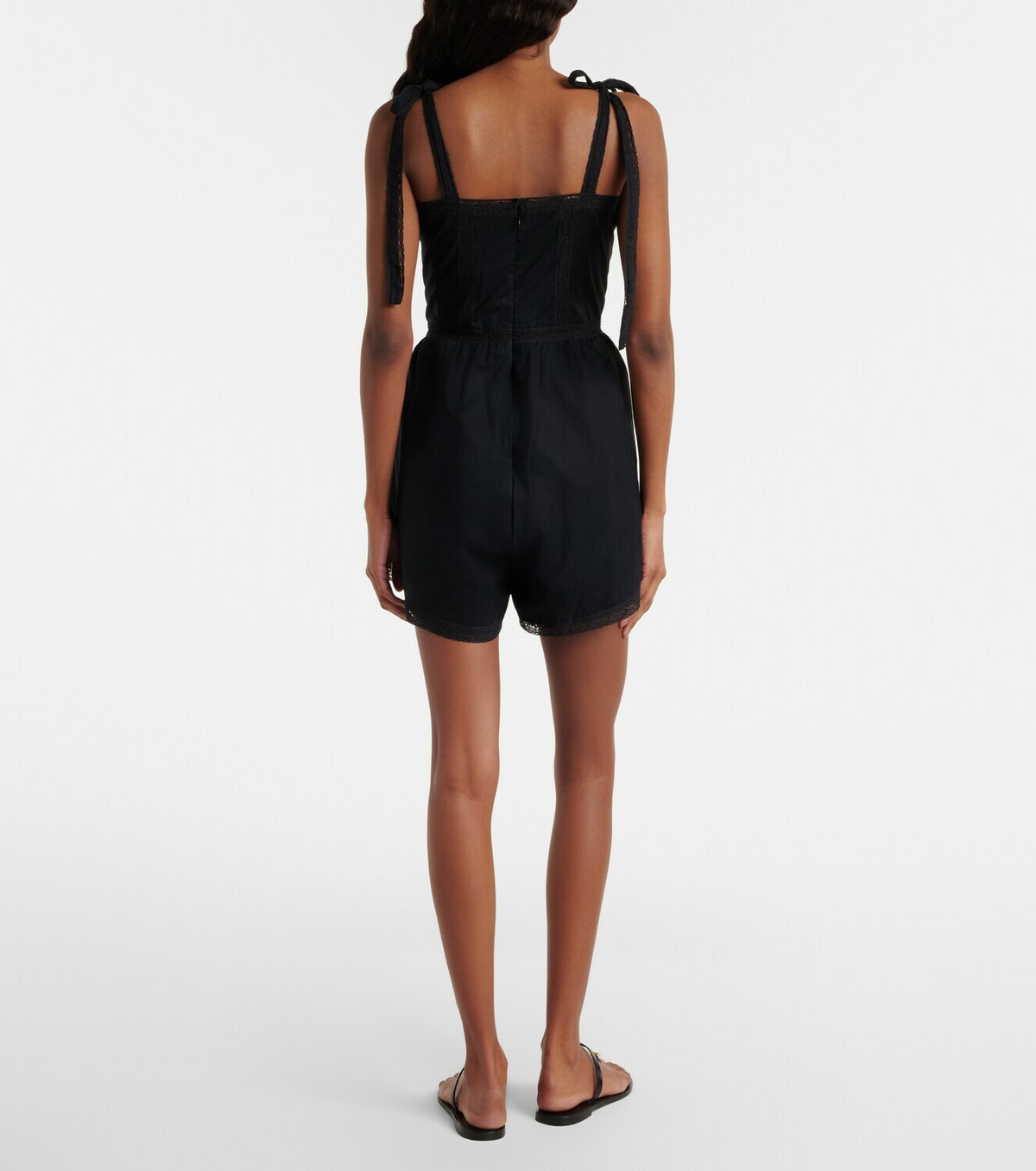 Faithfull Emilia lace-trimmed cotton romper